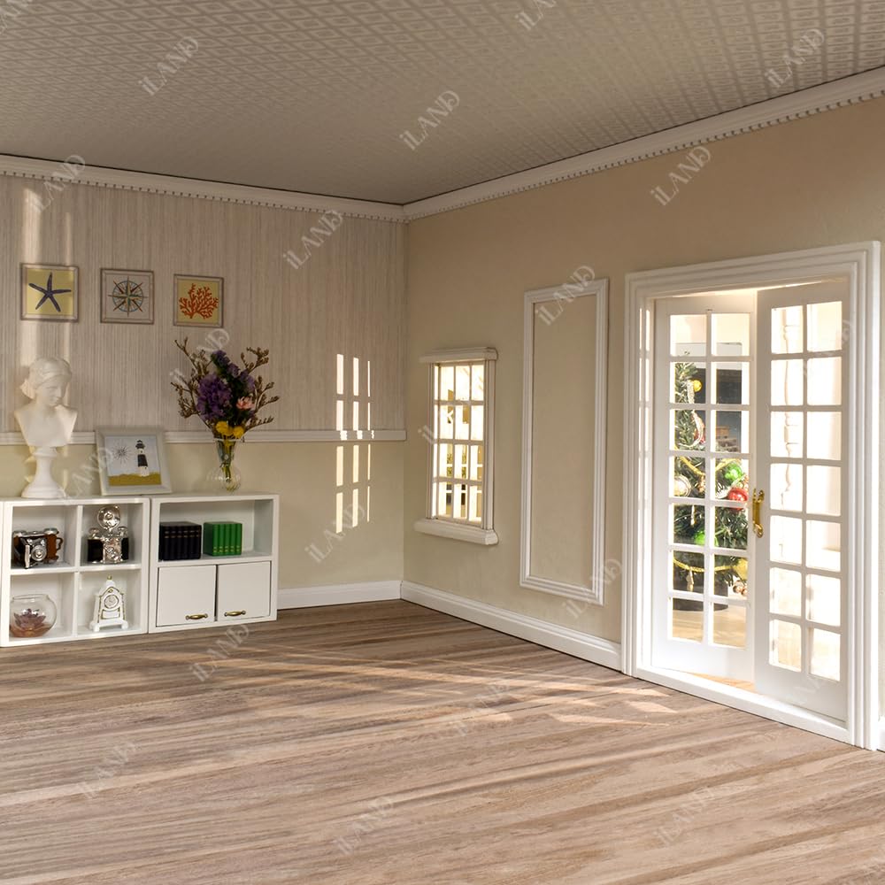 iLAND Dollhouse Flooring 17x11 in - 2pc Classic Walnut (1:12 Scale) Mini Floorboards