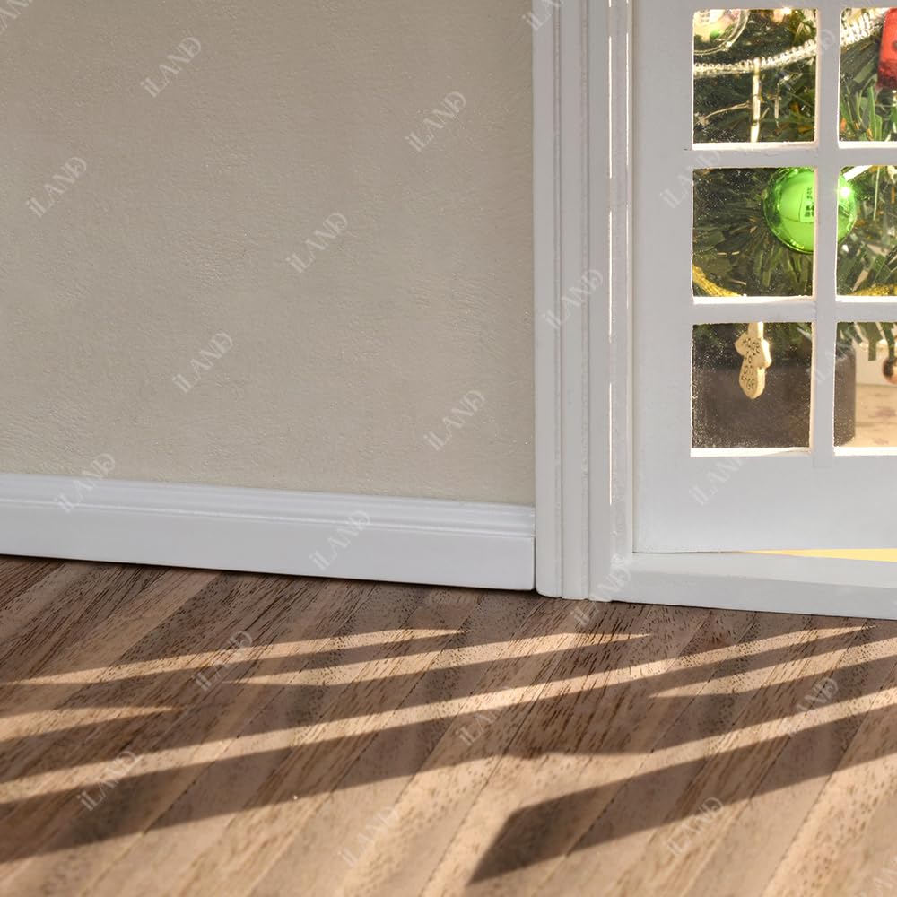 iLAND Dollhouse Flooring 17x11 in - 2pc Classic Walnut (1:12 Scale) Mini Floorboards