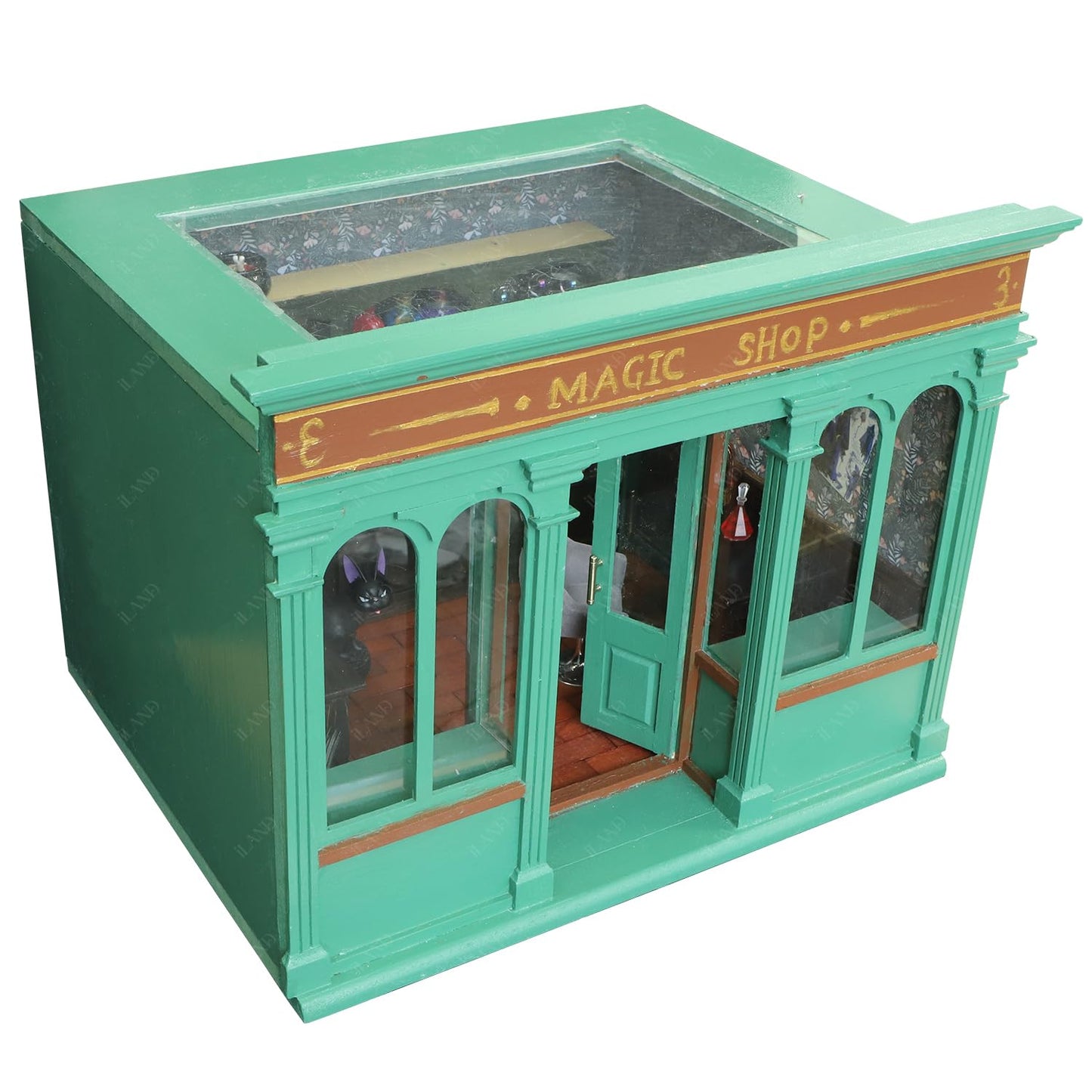 iLAND Wooden Dollhouse Room Box 1:12 Scale – Mini Store & Coffee Shop