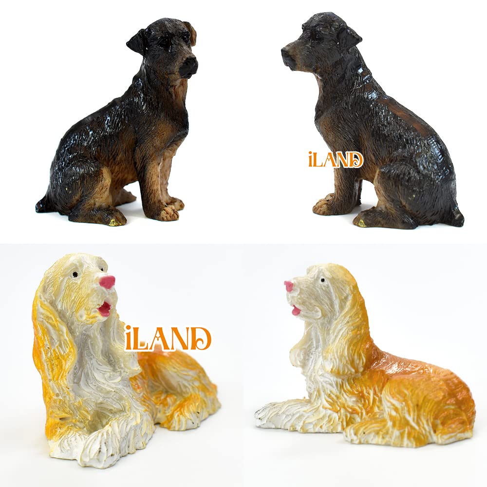 iland Dollhouse Pet: 4 Realistic Hand-Painted Mini Dogs on 1:12 Scale