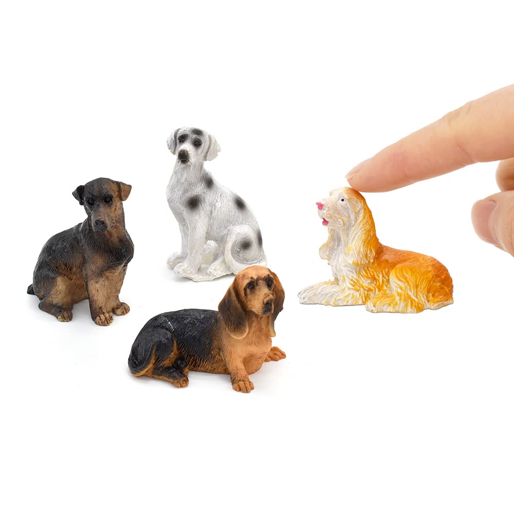 iland Dollhouse Pet: 4 Realistic Hand-Painted Mini Dogs on 1:12 Scale