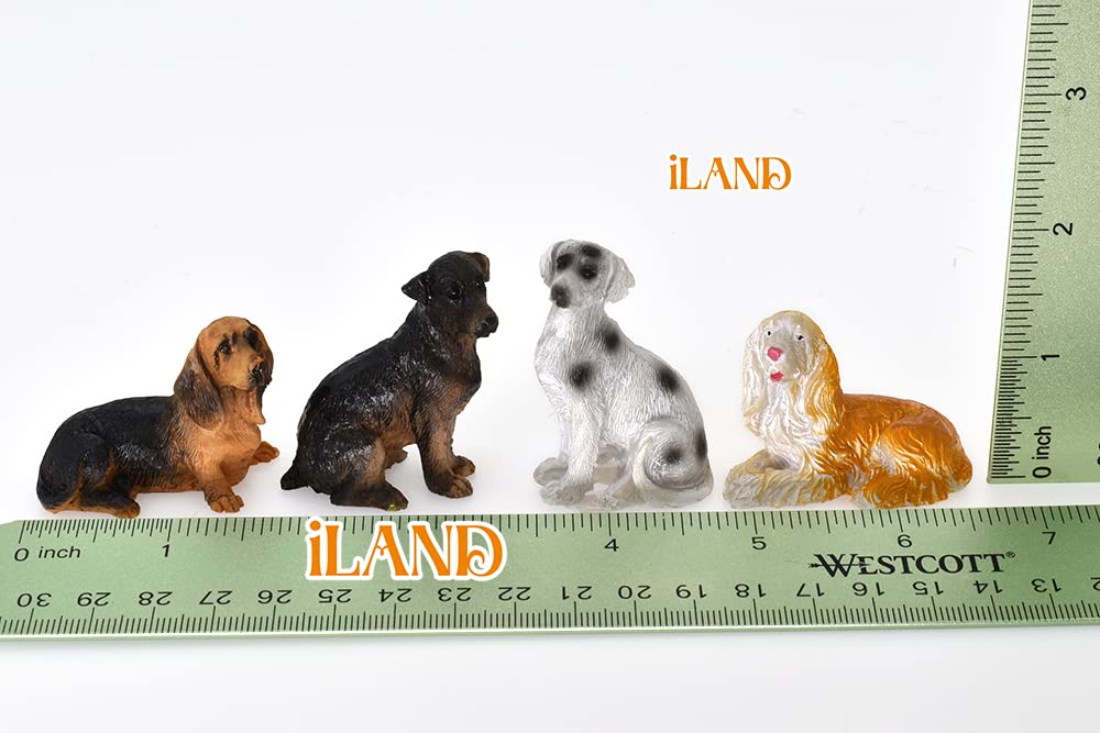 iland Dollhouse Pet: 4 Realistic Hand-Painted Mini Dogs on 1:12 Scale