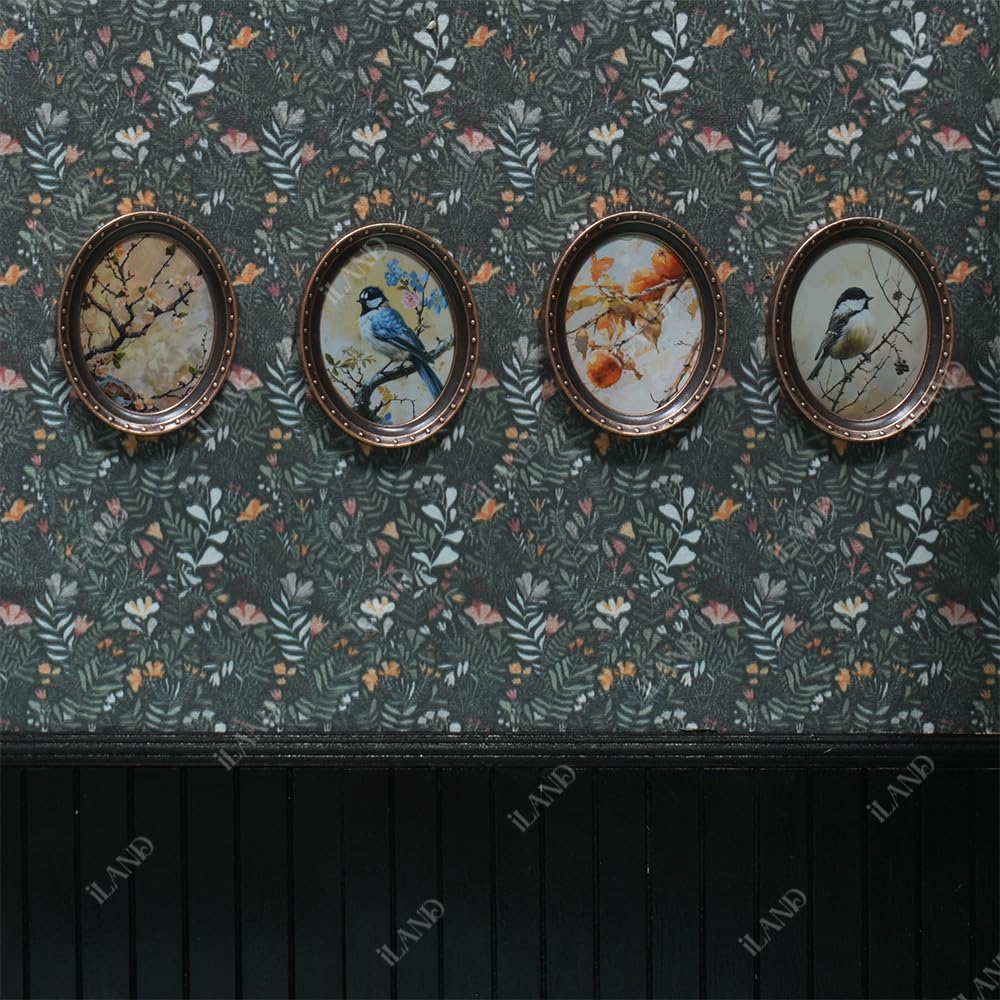 iland 1/12 Scale Dollhouse Picture Frames – 4 Paintings (Flowers & Birds)