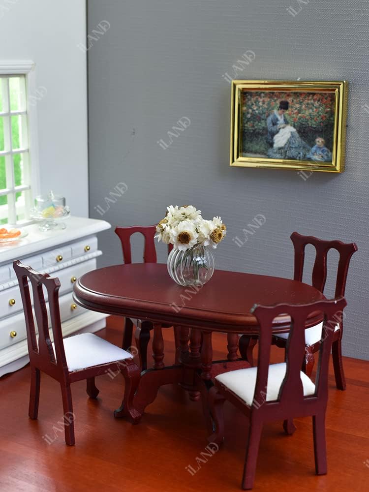 iLAND 1:12 Scale Dollhouse Frames with Printed Paintings – 4 Bright Golden Frames