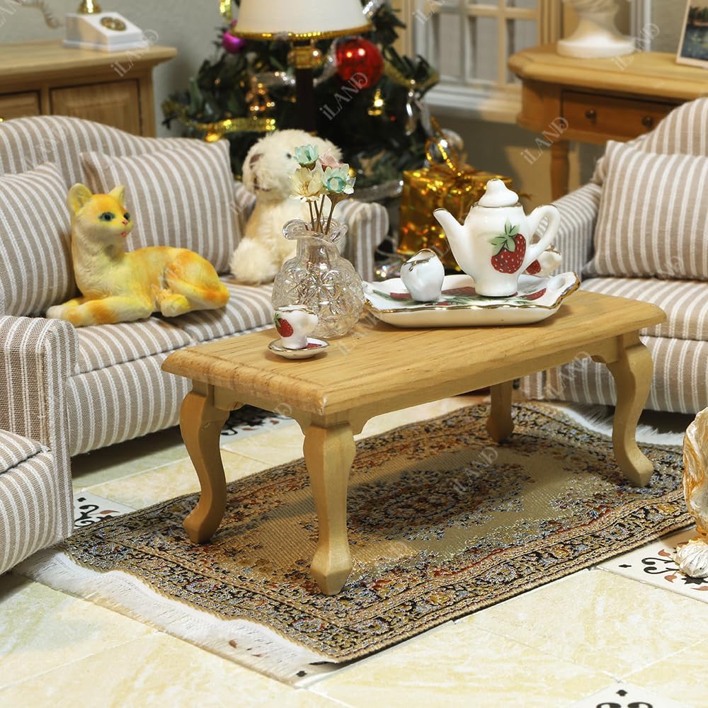 iland Vintage Dollhouse Rugs - 2-Pack Woven 6x3.8in for 1:12 Scale Doll Furniture