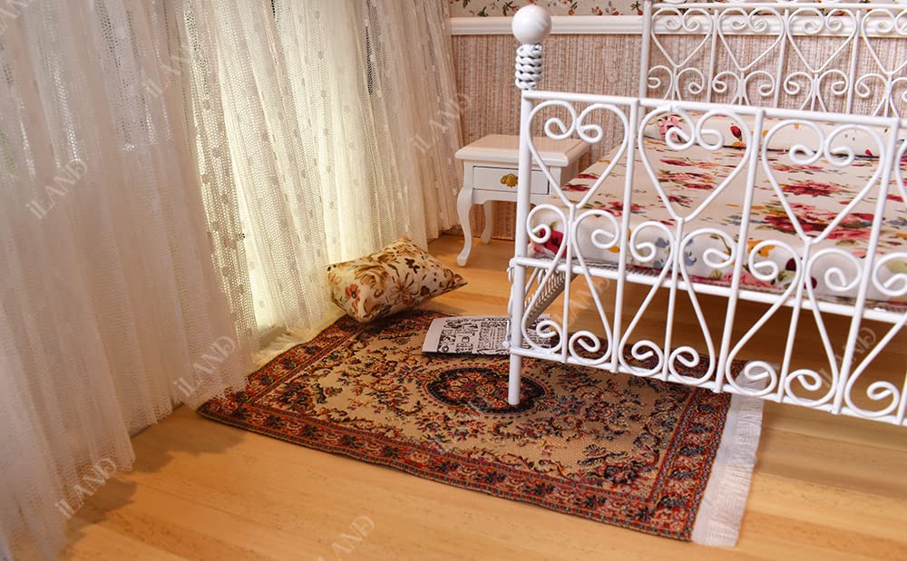 iland Miniature Dollhouse Rugs – 1:12 Scale, 6x3.8 Inch, 2-Pack, Woven Rugs