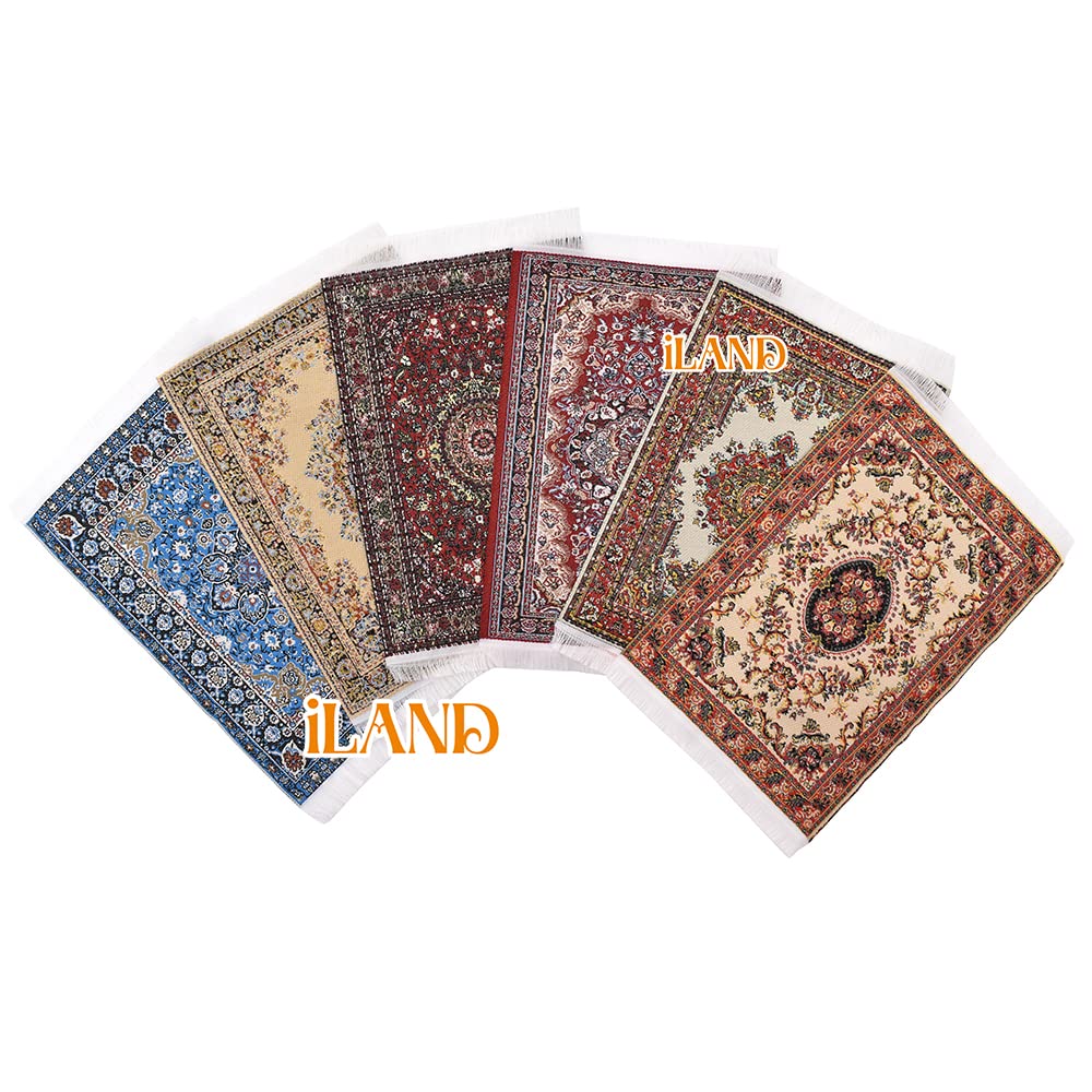 iland Miniature Dollhouse Rugs – 1:12 Scale, 6x3.8 Inch, 2-Pack, Woven Rugs