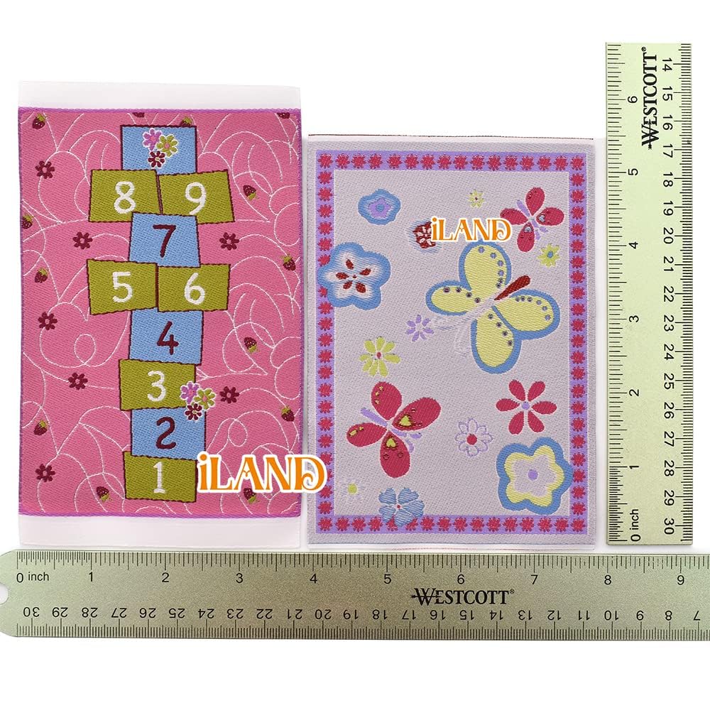 iLAND Miniature Dollhouse Rugs – 2-Pack Woven 6x3.8 in Rugs for 1:12 Scale Dolls (Princess)