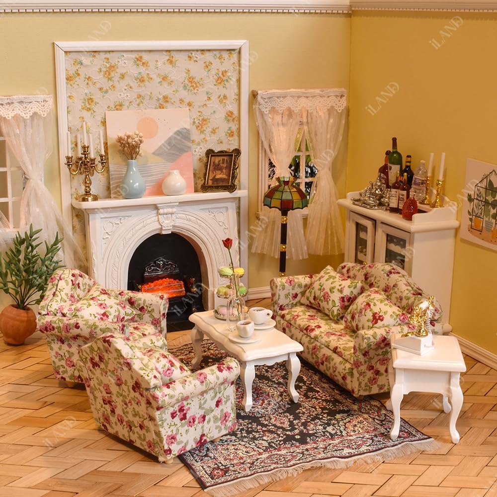 iland Miniature Dollhouse Rugs – Victorian Woven Area Rug and Runner for 1/12 Scale (2pcs)