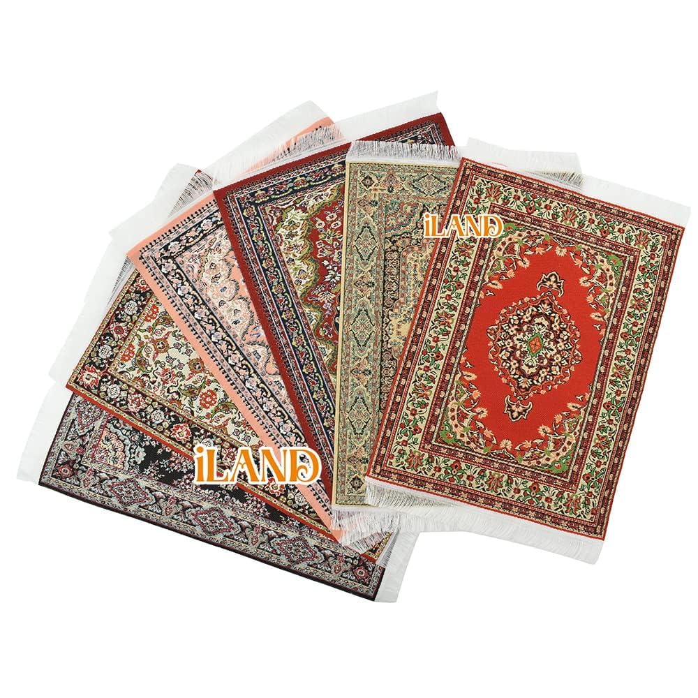 iland Miniature Dollhouse Rugs – Victorian Woven Area Rug and Runner for 1/12 Scale (2pcs)