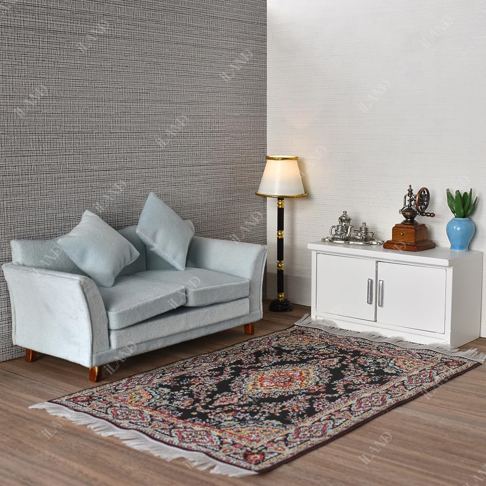 iland Miniature Dollhouse Rugs – Victorian Woven Area Rug and Runner for 1/12 Scale (2pcs)