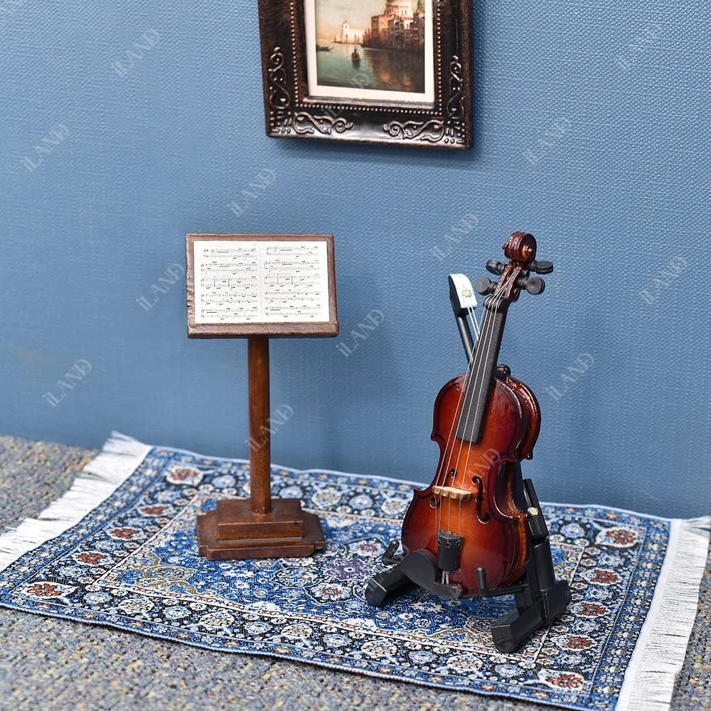 iland Vintage Dollhouse Rugs - 2-Pack Woven 6x3.8in for 1:12 Scale Doll Furniture