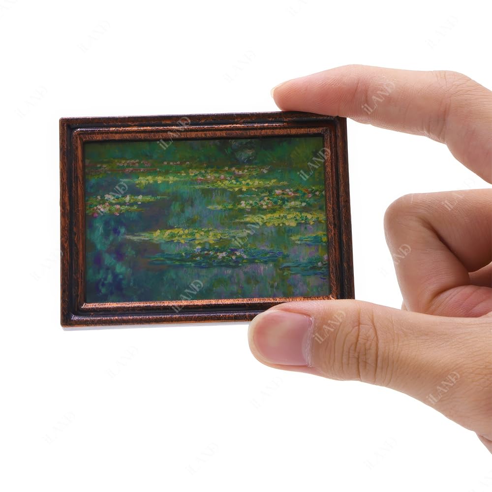 iland Miniature Dollhouse Frames with Impressionist Paintings – 1:12 Scale (4 Frames & 6 Prints)