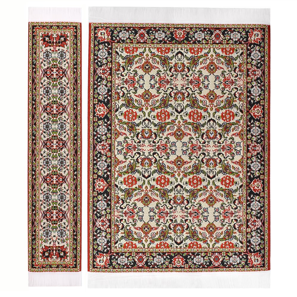 iland Miniature Dollhouse Woven Rugs Set – 2pc Spring, 1:12 Scale (9.4x5.7 in & 9.2x1.8 in)