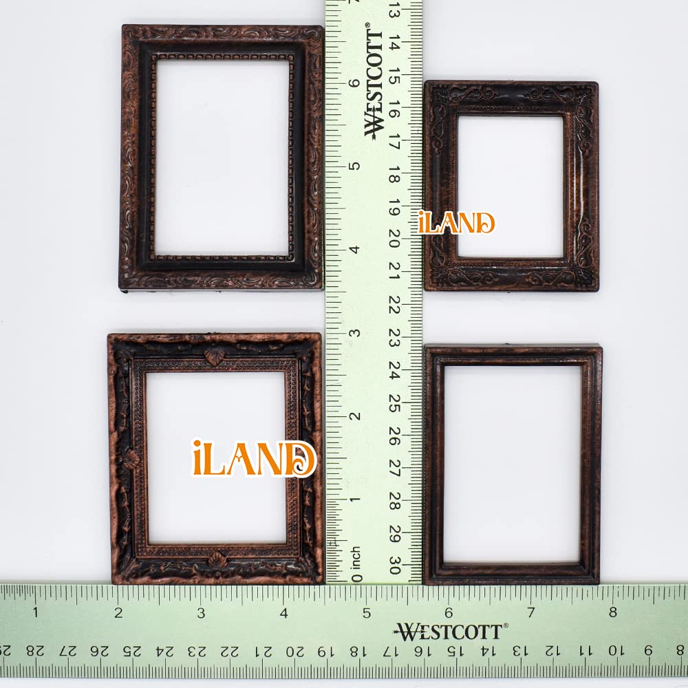 iland Miniature Dollhouse Frames – 4 Gold Frames with Classic Paintings (1:12 Scale)