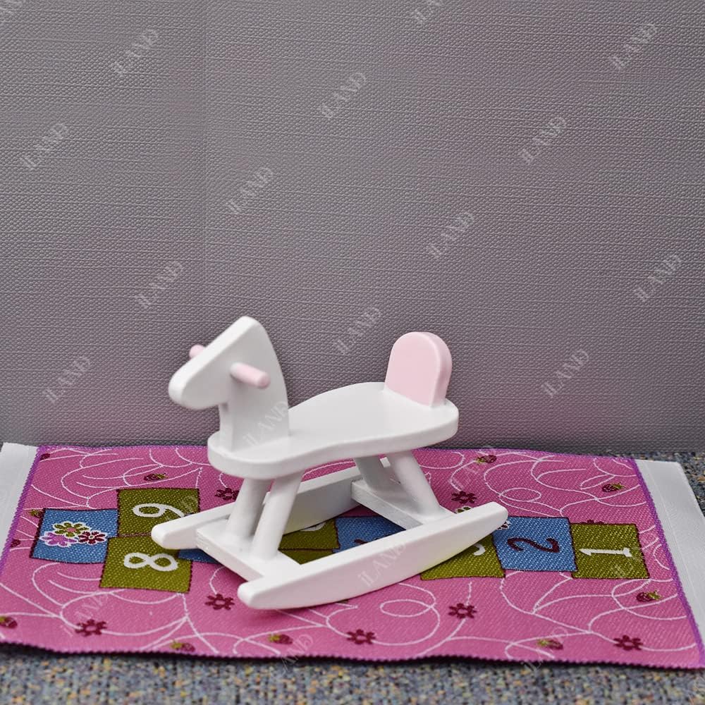 iLAND Miniature Dollhouse Rugs – 2-Pack Woven 6x3.8 in Rugs for 1:12 Scale Dolls (Princess)