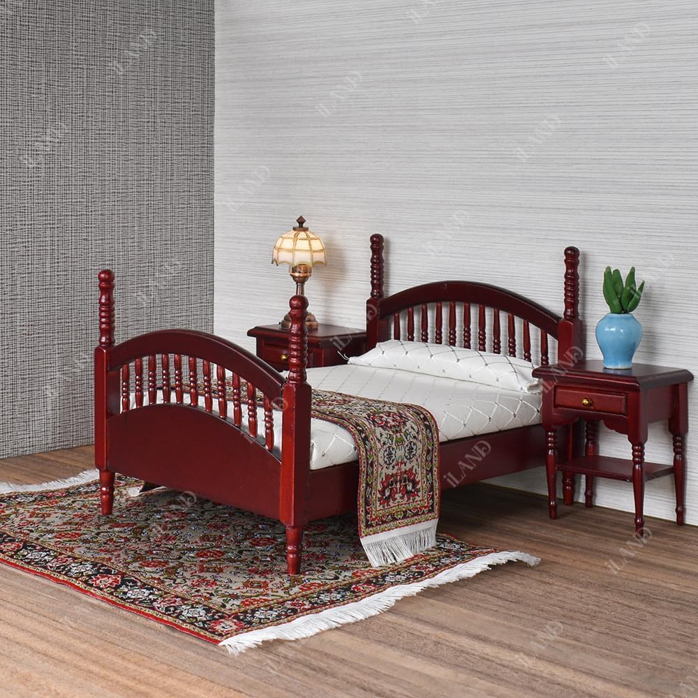 iland Miniature Dollhouse Woven Rugs Set – 2pc Spring, 1:12 Scale (9.4x5.7 in & 9.2x1.8 in)