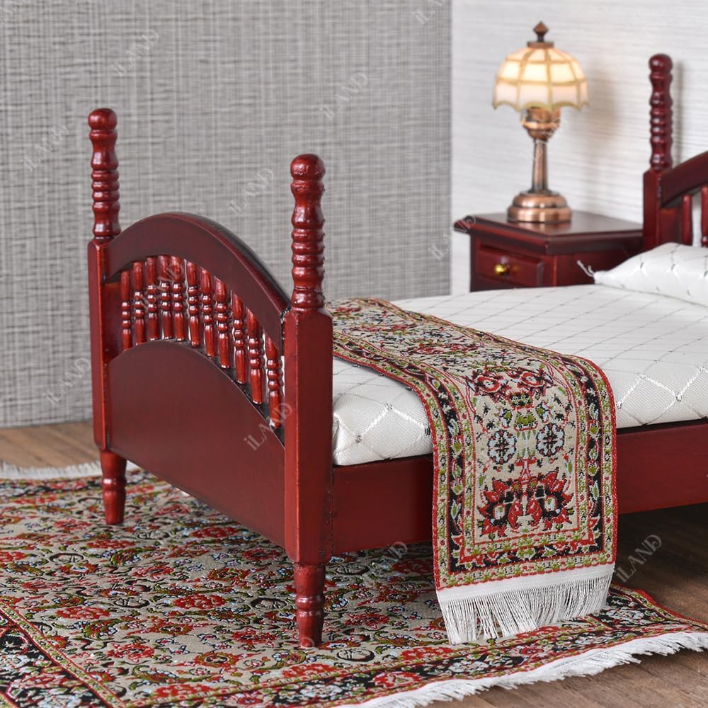 iland Miniature Dollhouse Woven Rugs Set – 2pc Spring, 1:12 Scale (9.4x5.7 in & 9.2x1.8 in)