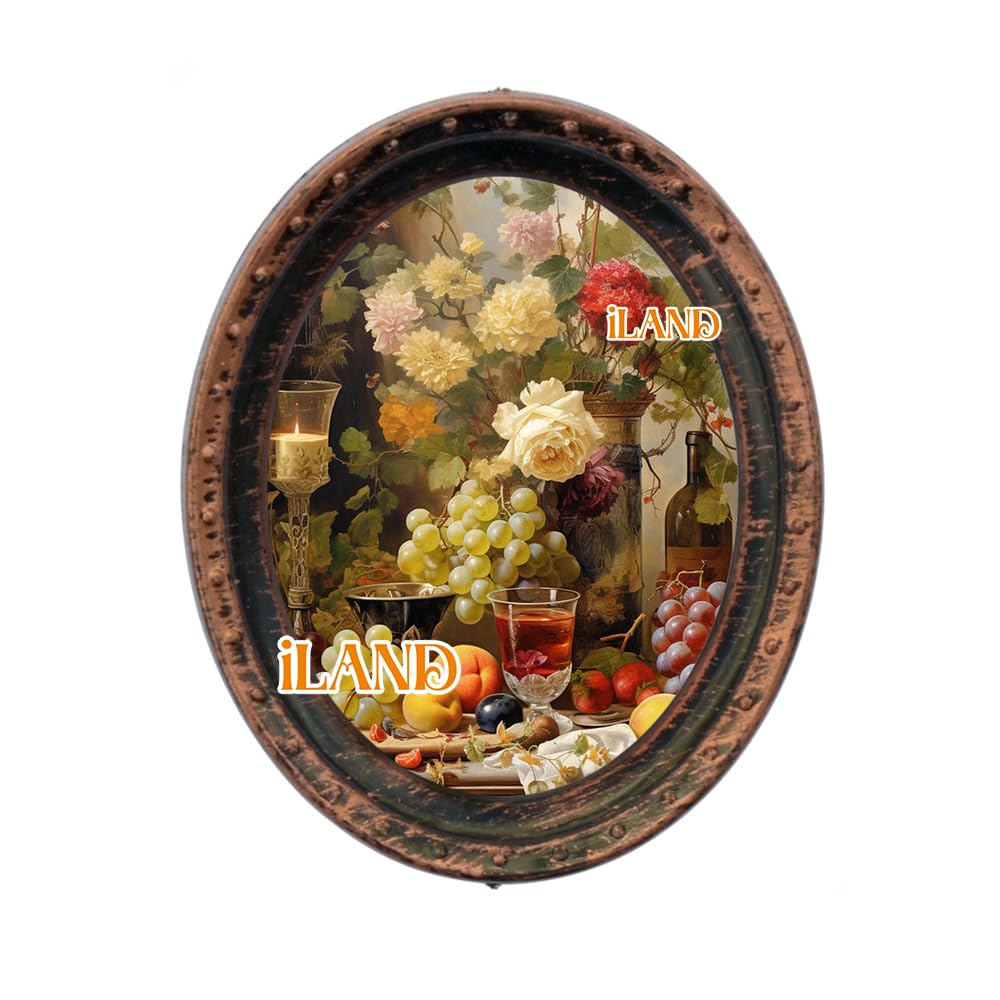 iland Miniature Dollhouse Accessories – 4 Dark Brass Oval Picture Frames with Original Paintings