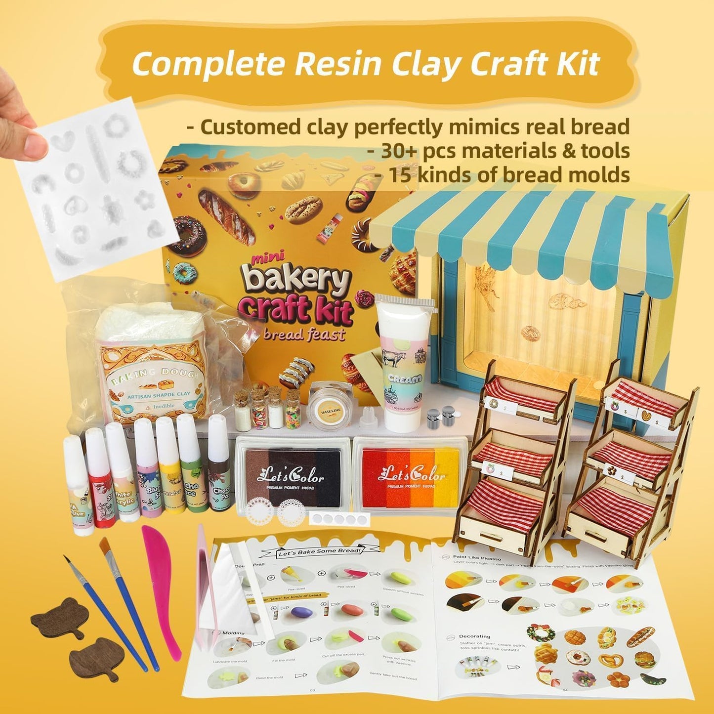 iland Air Dry Clay Craft Kit for Teens & Adults — 1/12 Mini Bakery Accessories