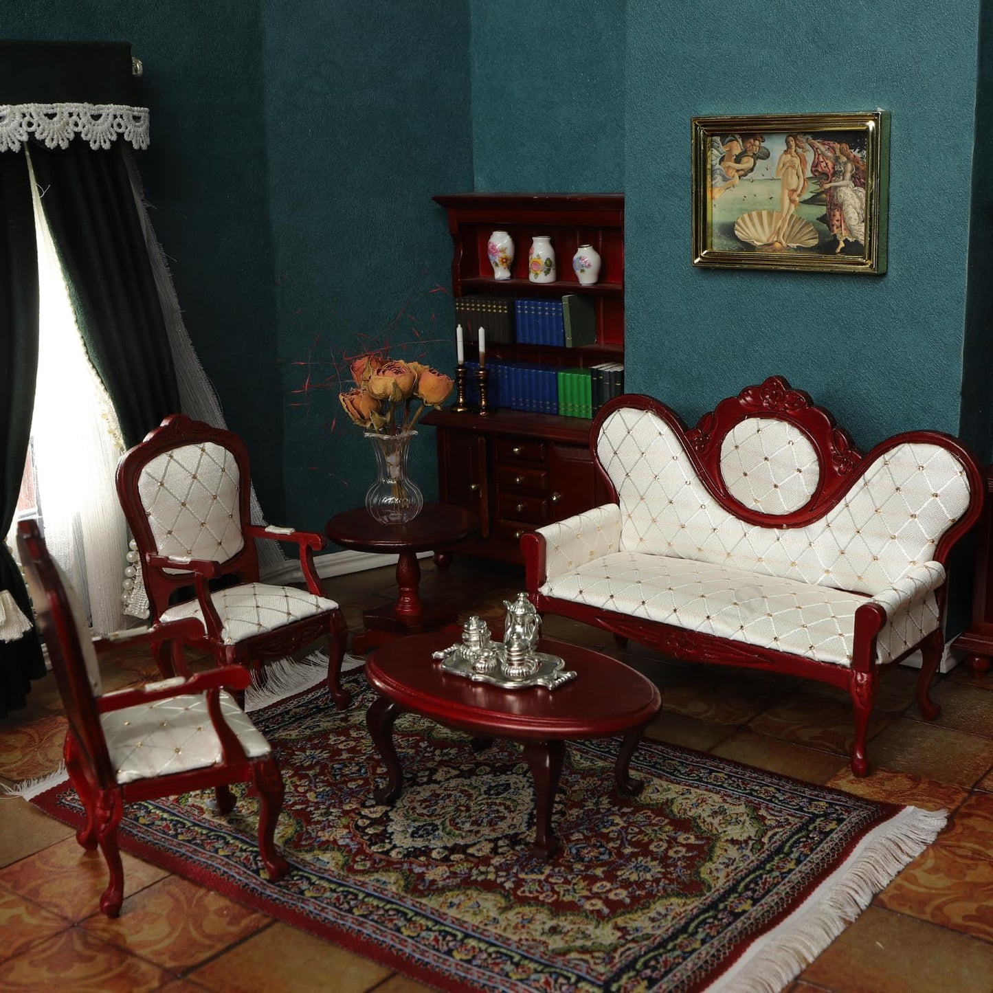 iland Victorian Dollhouse Furniture Set – 1/12 Neoclassical Miniature Sofa, Tables & Accessories