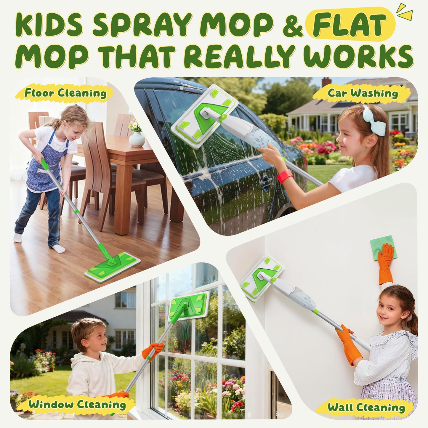 ILAVCLEAN 2-Set Toy Mop for Kids – Montessori Cleaning Toy & Gift for Ages 4+