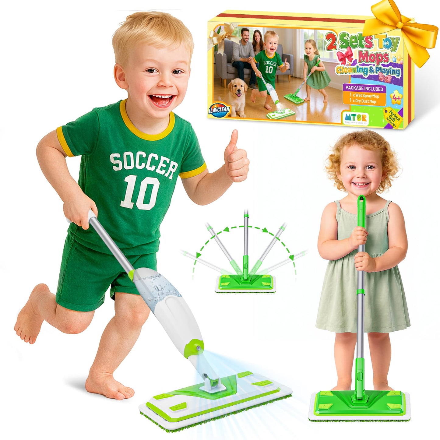 ILAVCLEAN 2-Set Toy Mop for Kids – Montessori Cleaning Toy & Gift for Ages 4+