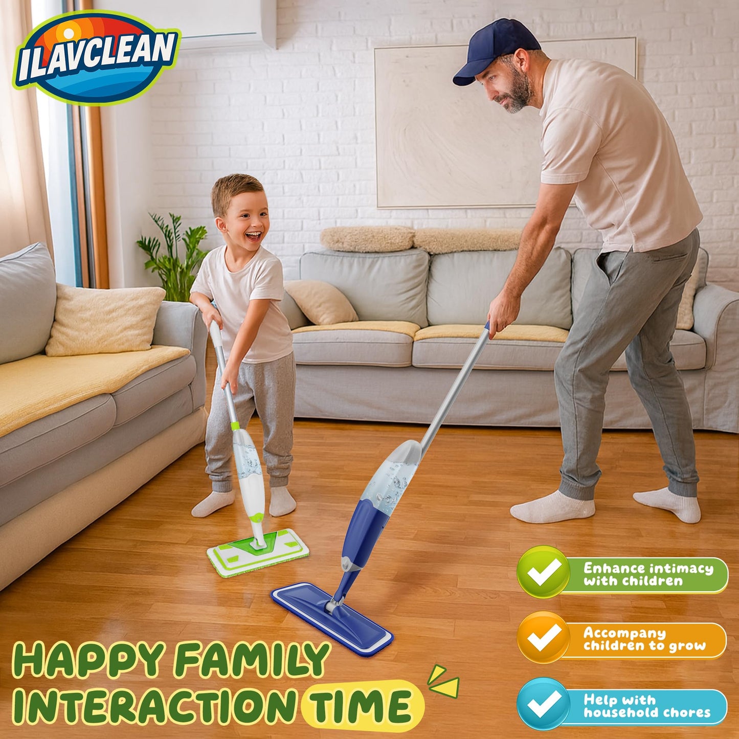 ILAVCLEAN 2-Set Toy Mop for Kids – Montessori Cleaning Toy & Gift for Ages 4+