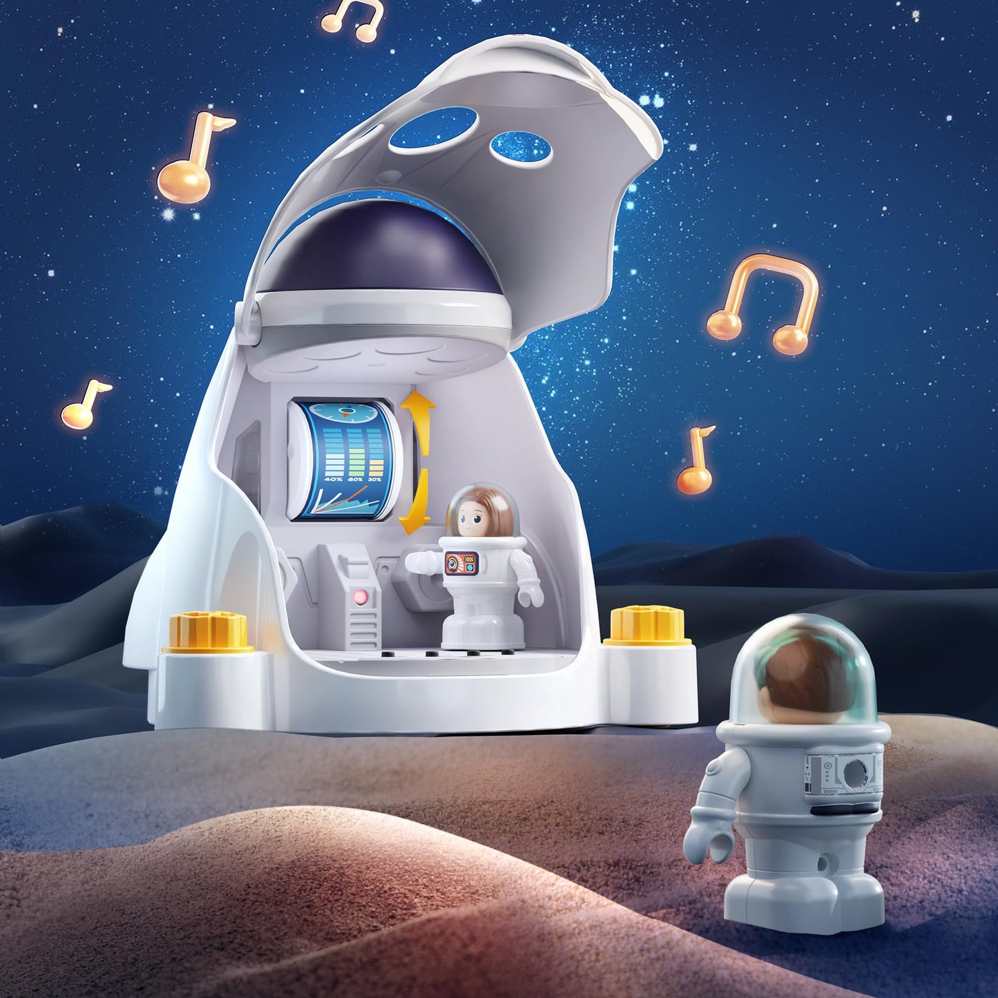 iPlay iLearn Rocket Space Toy – Space Shuttle Playset with Lights, Two Astronauts, STEM Take-Apart Gift for Ages 3-8