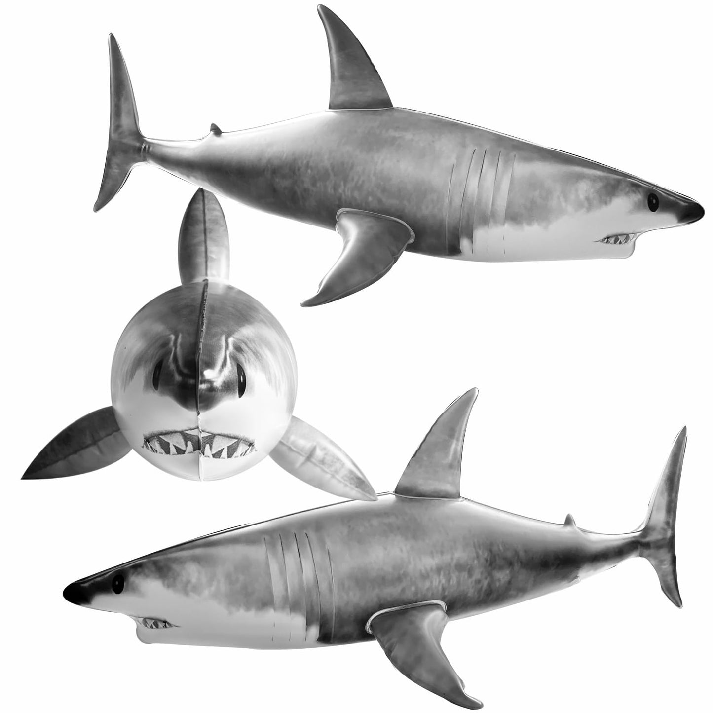 ILEISURELY 3PCS Inflatable Shark Pool Toys – 25 Inch Shark Party Decor for Kids & Adults