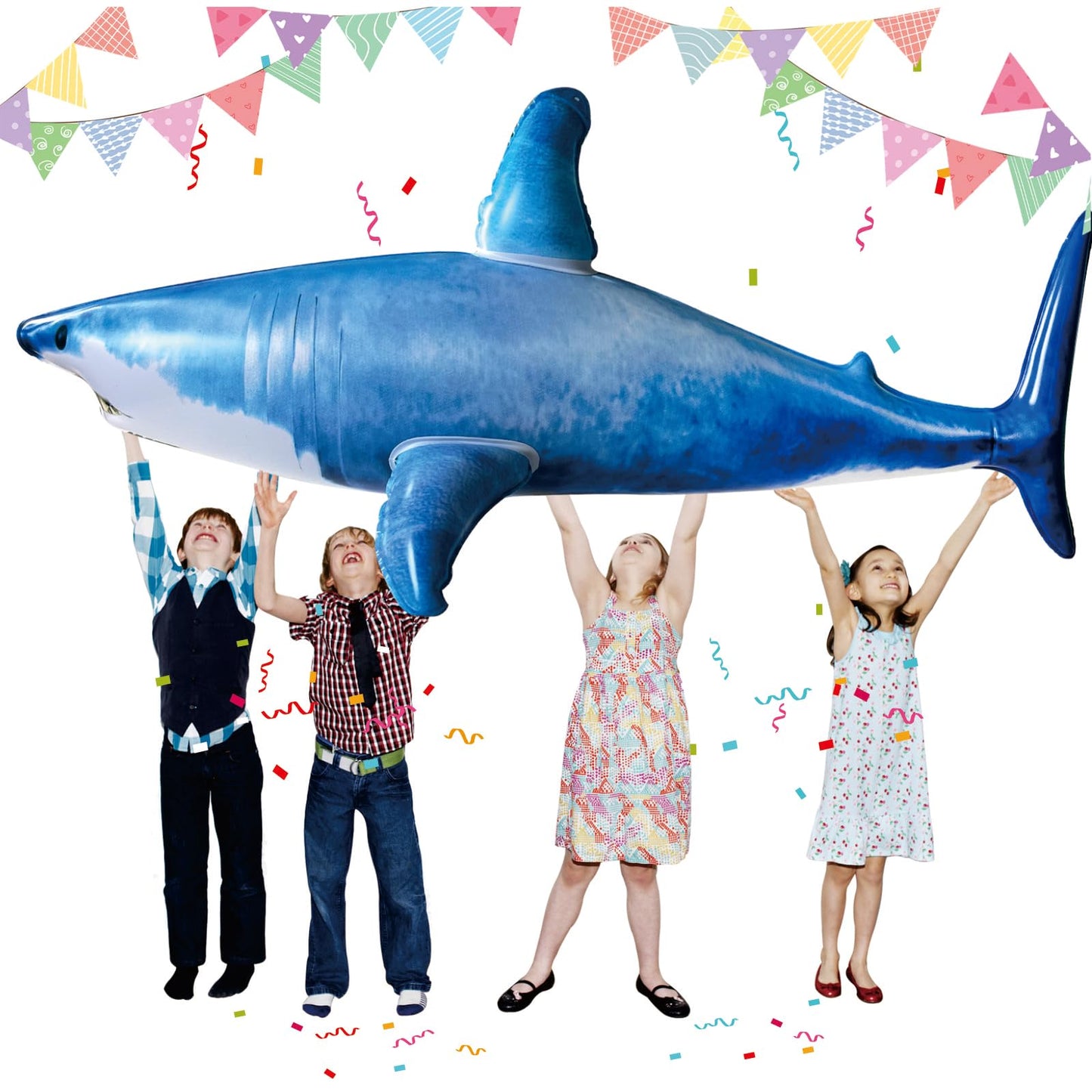 ILEISURELY Extra Large 79in Inflatable Shark Pool Toy | Pool Party Decor & Gift