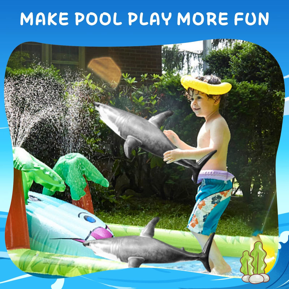 ILEISURELY 3PCS Inflatable Shark Pool Toys – 25 Inch Shark Party Decor for Kids & Adults