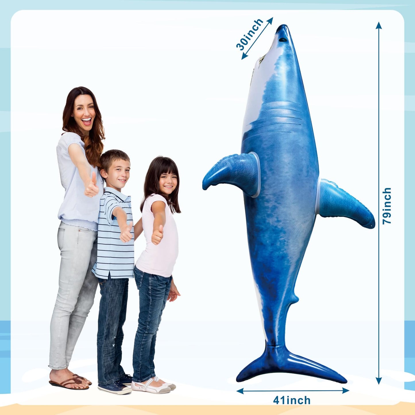 ILEISURELY Extra Large 79in Inflatable Shark Pool Toy | Pool Party Decor & Gift