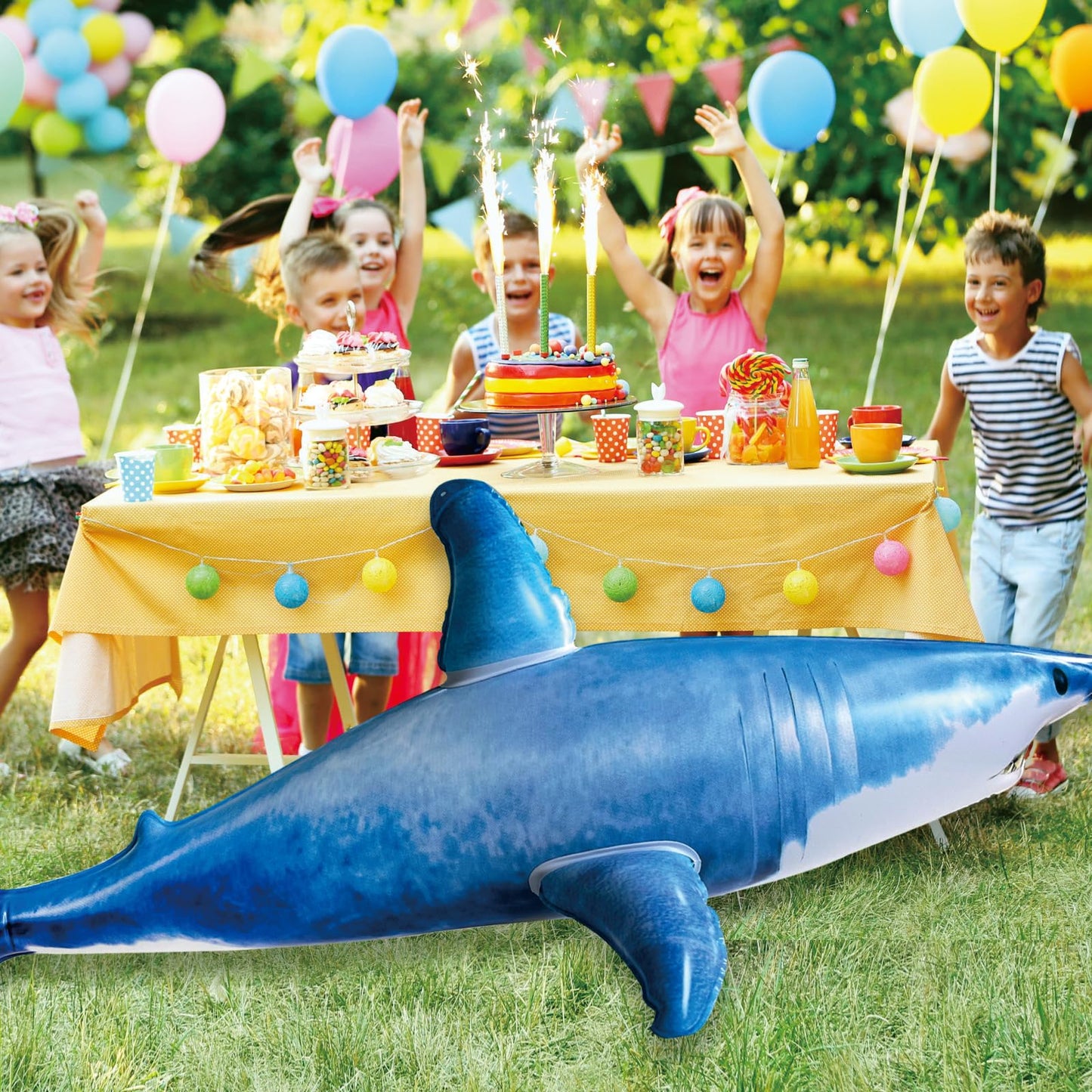 ILEISURELY Extra Large 79in Inflatable Shark Pool Toy | Pool Party Decor & Gift