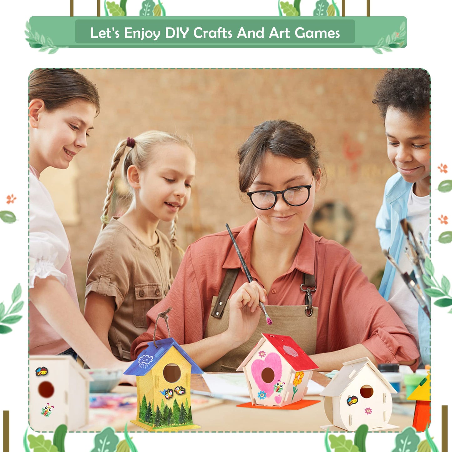 ILHSTY 12-Pack Large DIY Bird House Kits for Kids – Build, Paint & Decorate (6 Styles)