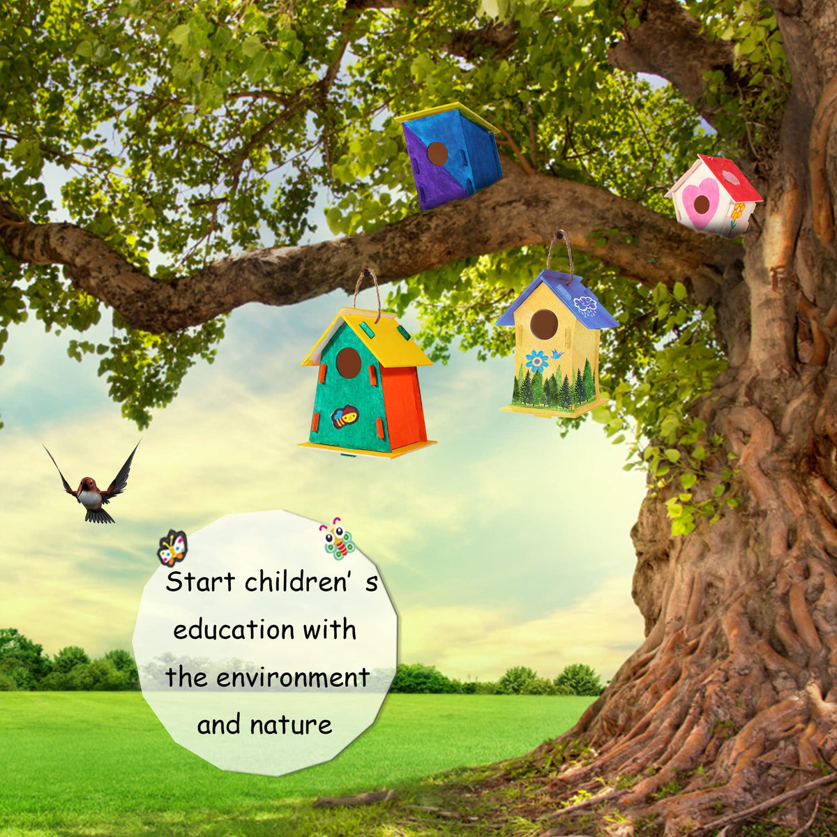 ILHSTY 12-Pack Large DIY Bird House Kits for Kids – Build, Paint & Decorate (6 Styles)