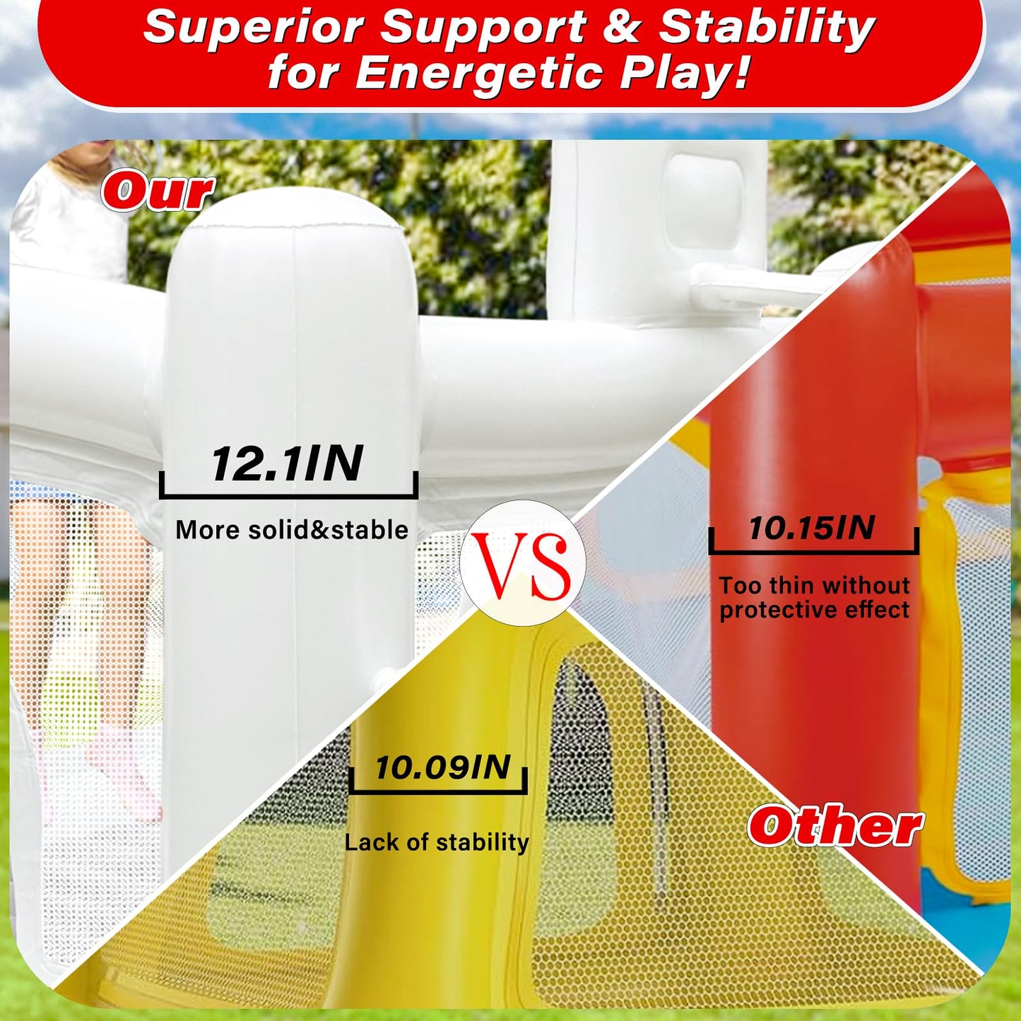 iLink-outer White Bounce House for Kids (2–8) with Pump — Indoor/Outdoor Bouncy Castle 68 x 68 x 58.2 in