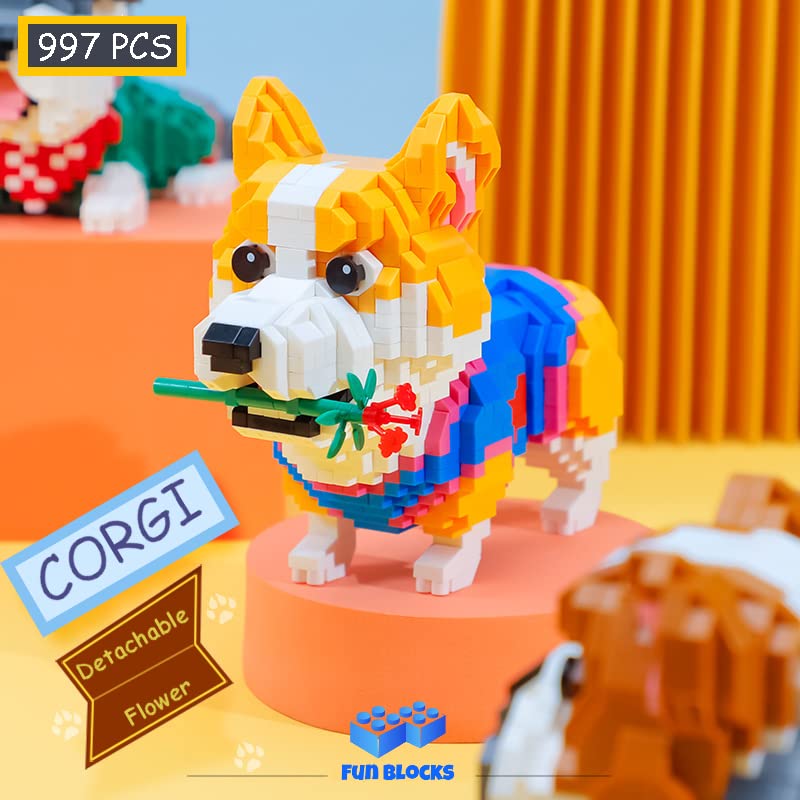 Illumely Mini Building Blocks Animal Set – 997-Piece Corgi DIY 3D Bricks