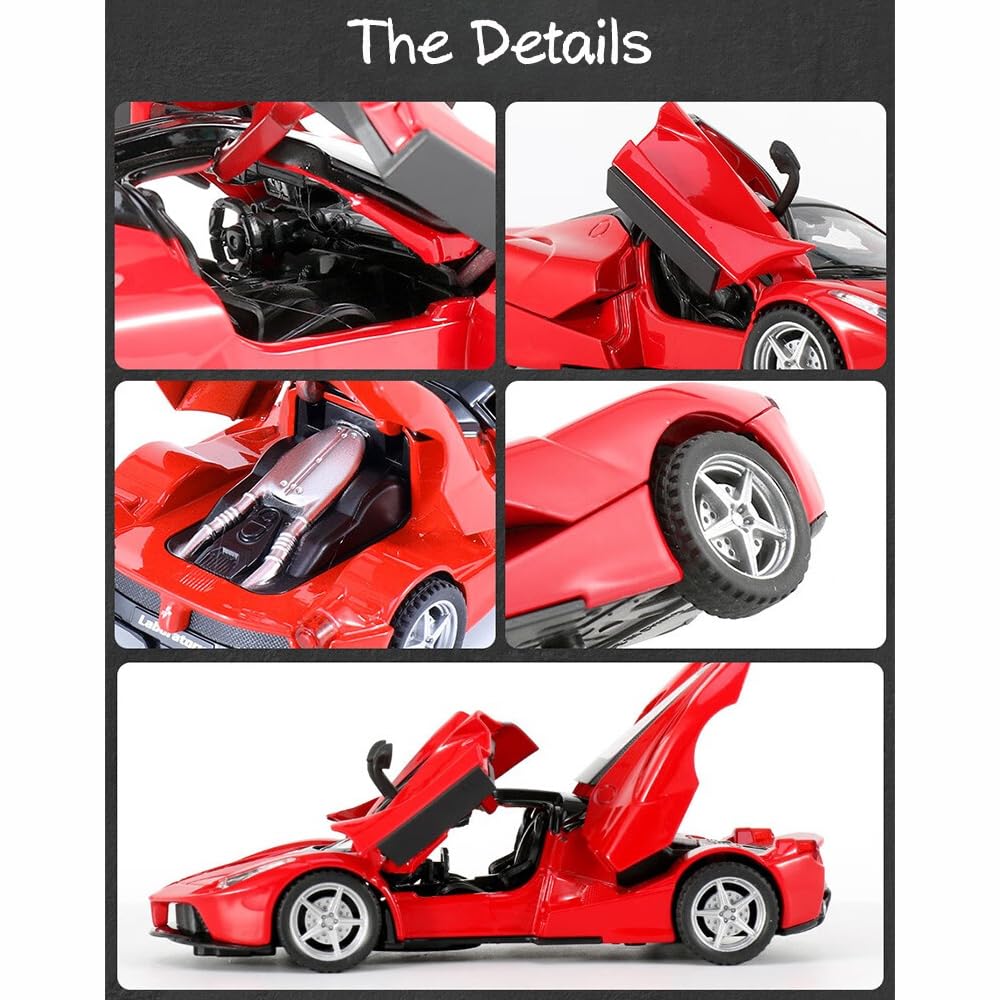 iLooboo Alloy Collectible Red LaFer Pull-Back Diecast Car – 1:32 Scale with Lights & Sound