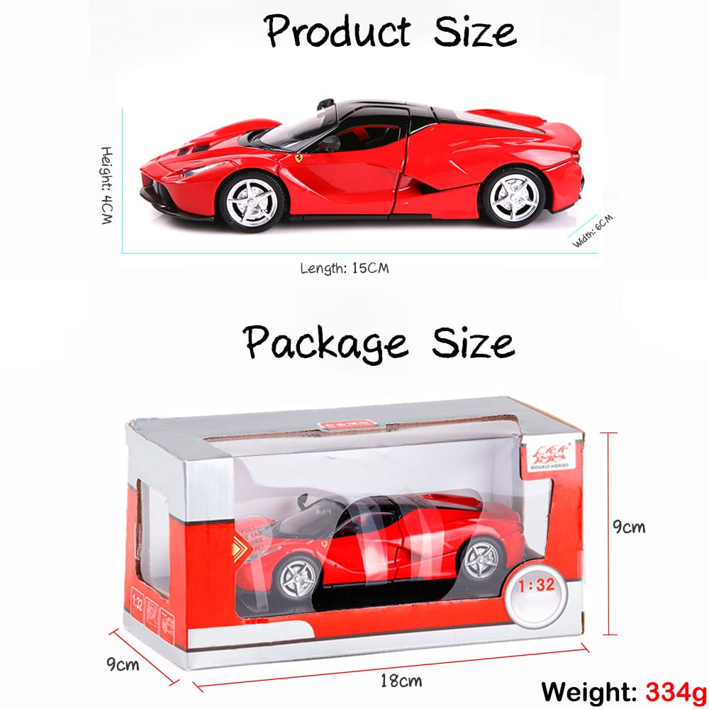 iLooboo Alloy Collectible Red LaFer Pull-Back Diecast Car – 1:32 Scale with Lights & Sound