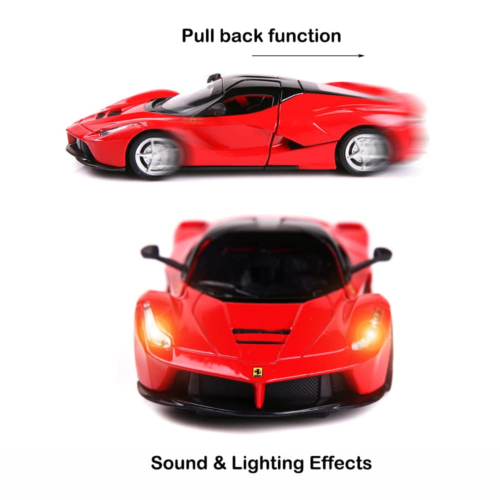 iLooboo Alloy Collectible Red LaFer Pull-Back Diecast Car – 1:32 Scale with Lights & Sound
