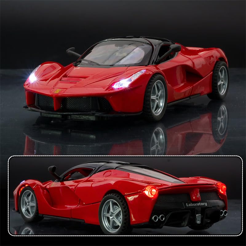 iLooboo Alloy Collectible Red LaFer Pull-Back Diecast Car – 1:32 Scale with Lights & Sound