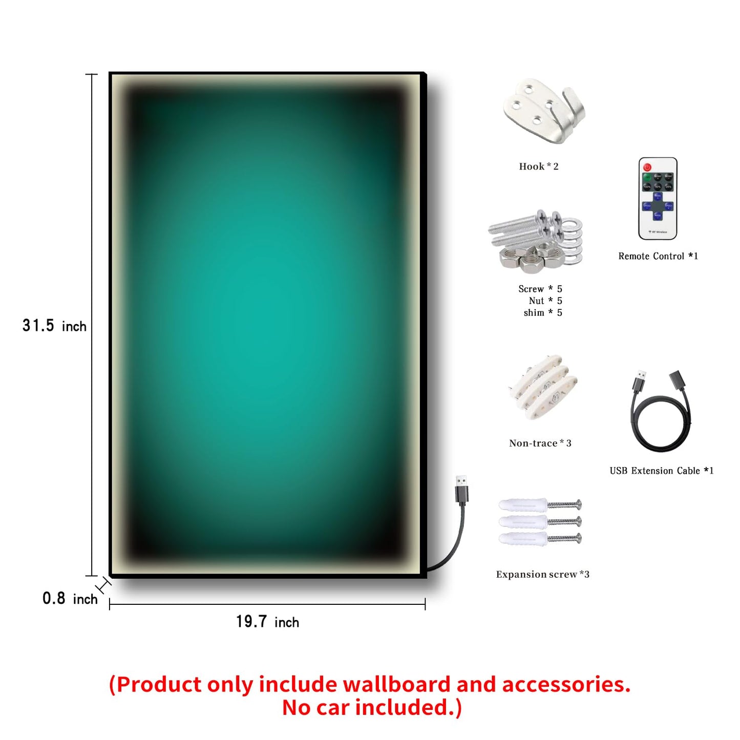 iLuane Display Wallboard with LED Lighting – Large-Scale Model Car Type D (Wall Mount)