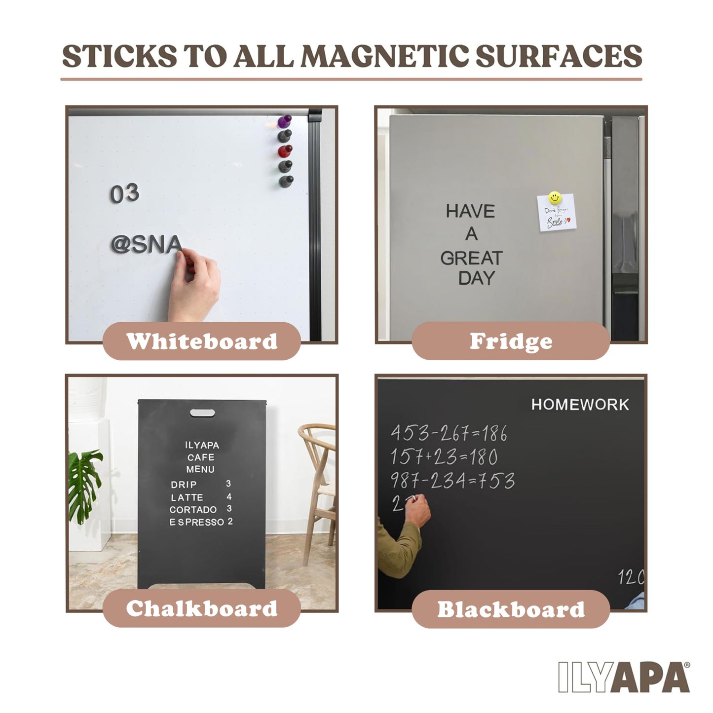 Ilyapa 167-Piece Alphabet Magnets: Soft Foam Letters & Numbers for Whiteboards, Fridges & Chalkboards