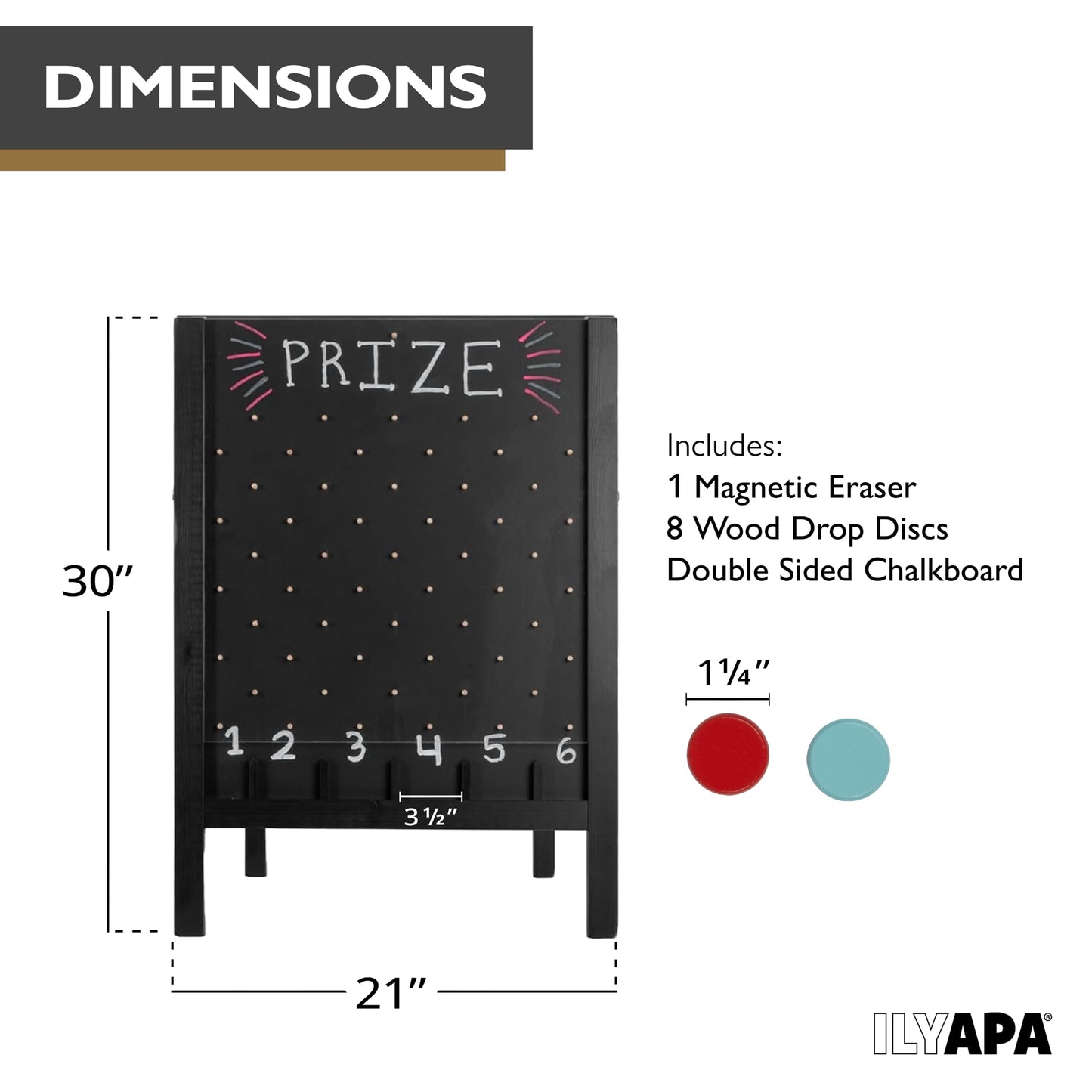 Ilyapa Board Large Prize Drop Game – 21 x 30 Double-Sided Trade Show Board with A-Frame Chalkboard