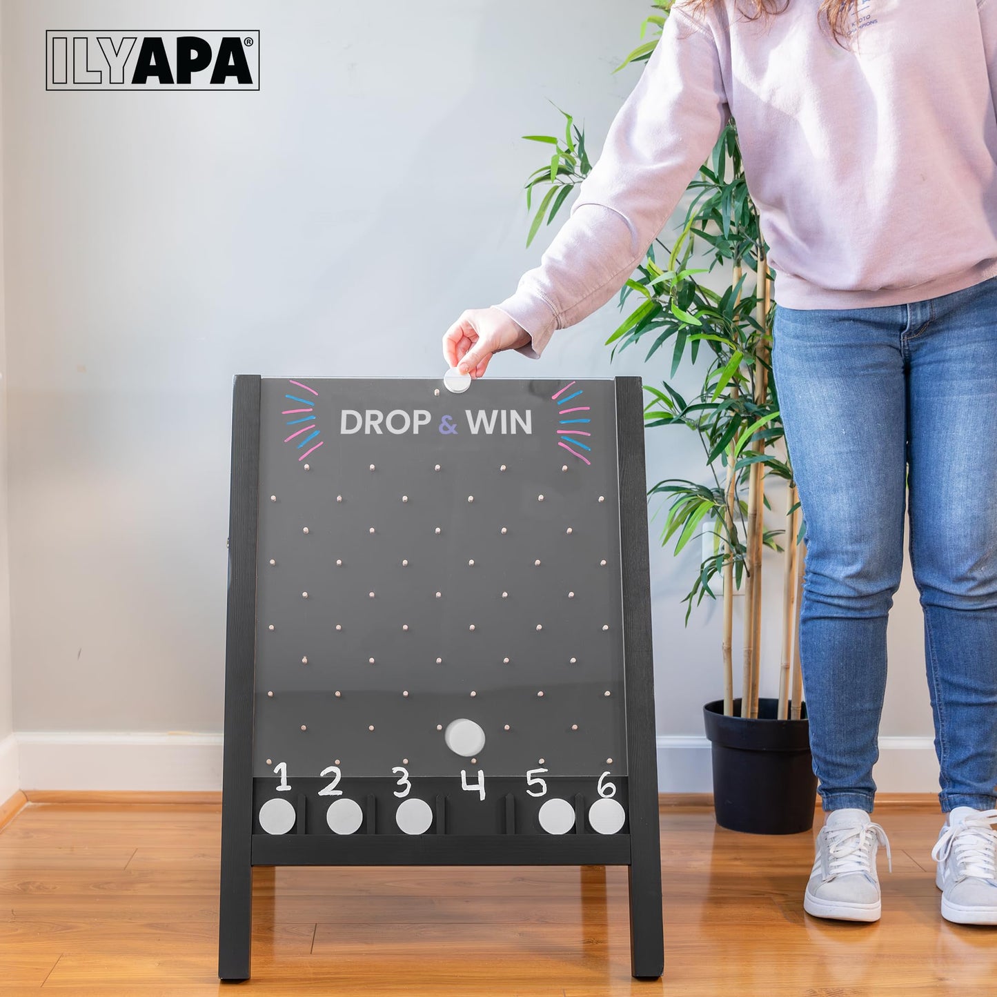 Ilyapa Board Large Prize Drop Game – 21 x 30 Double-Sided Trade Show Board with A-Frame Chalkboard