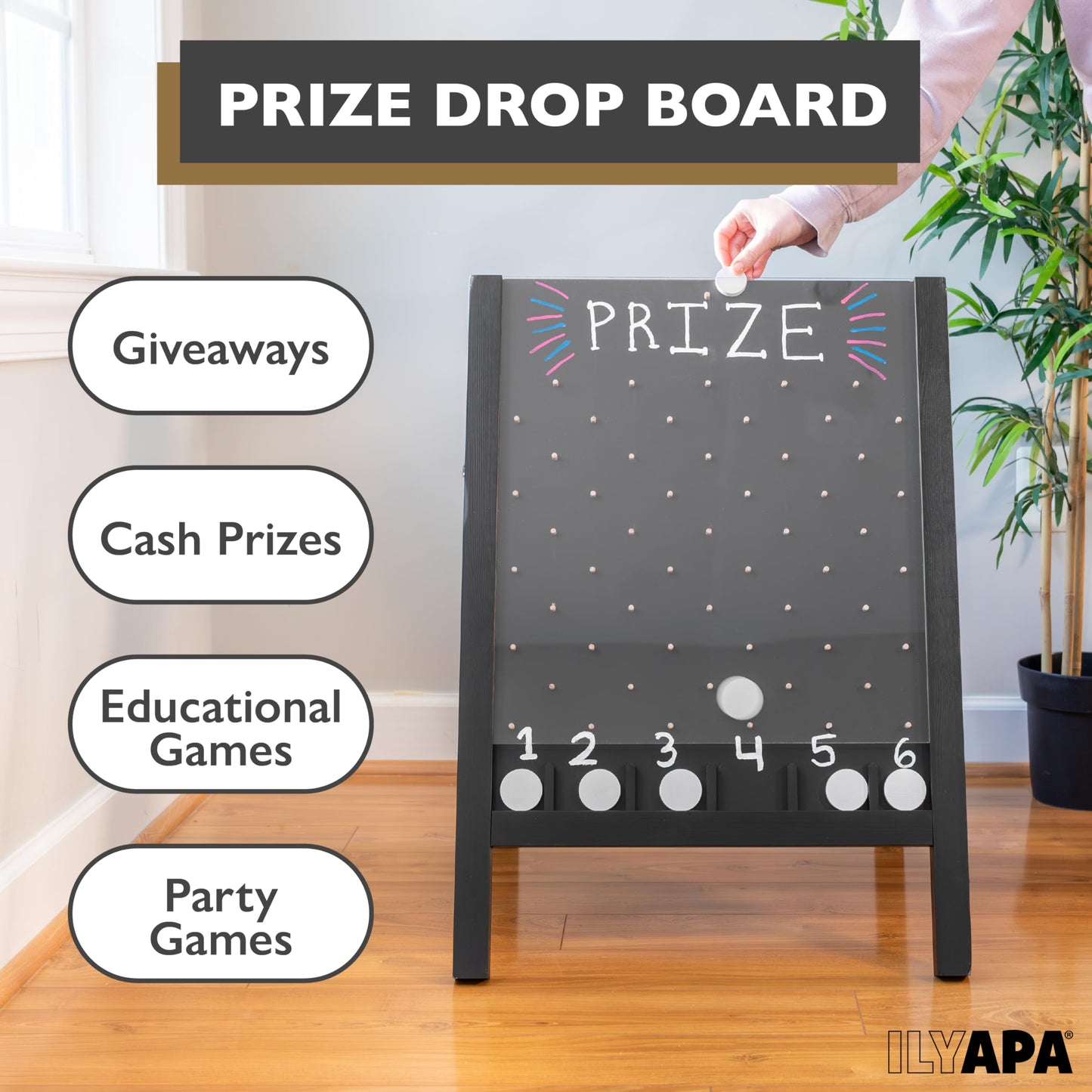 Ilyapa Board Large Prize Drop Game – 21 x 30 Double-Sided Trade Show Board with A-Frame Chalkboard