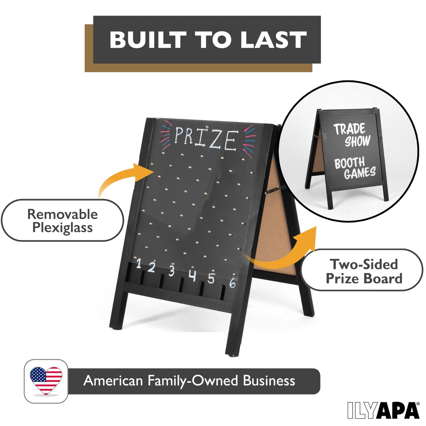 Ilyapa Board Large Prize Drop Game – 21 x 30 Double-Sided Trade Show Board with A-Frame Chalkboard