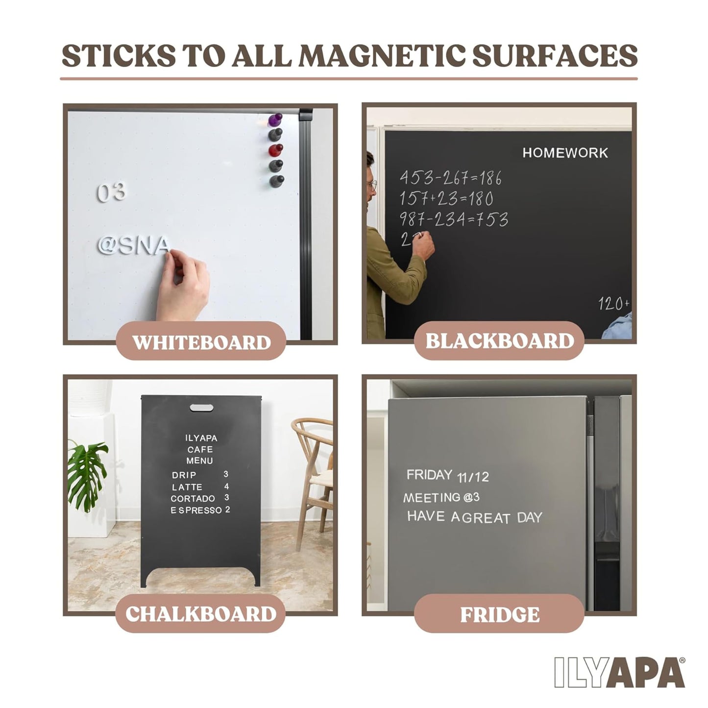 Ilyapa 334-Piece Alphabet Magnets for Fridge & Whiteboard