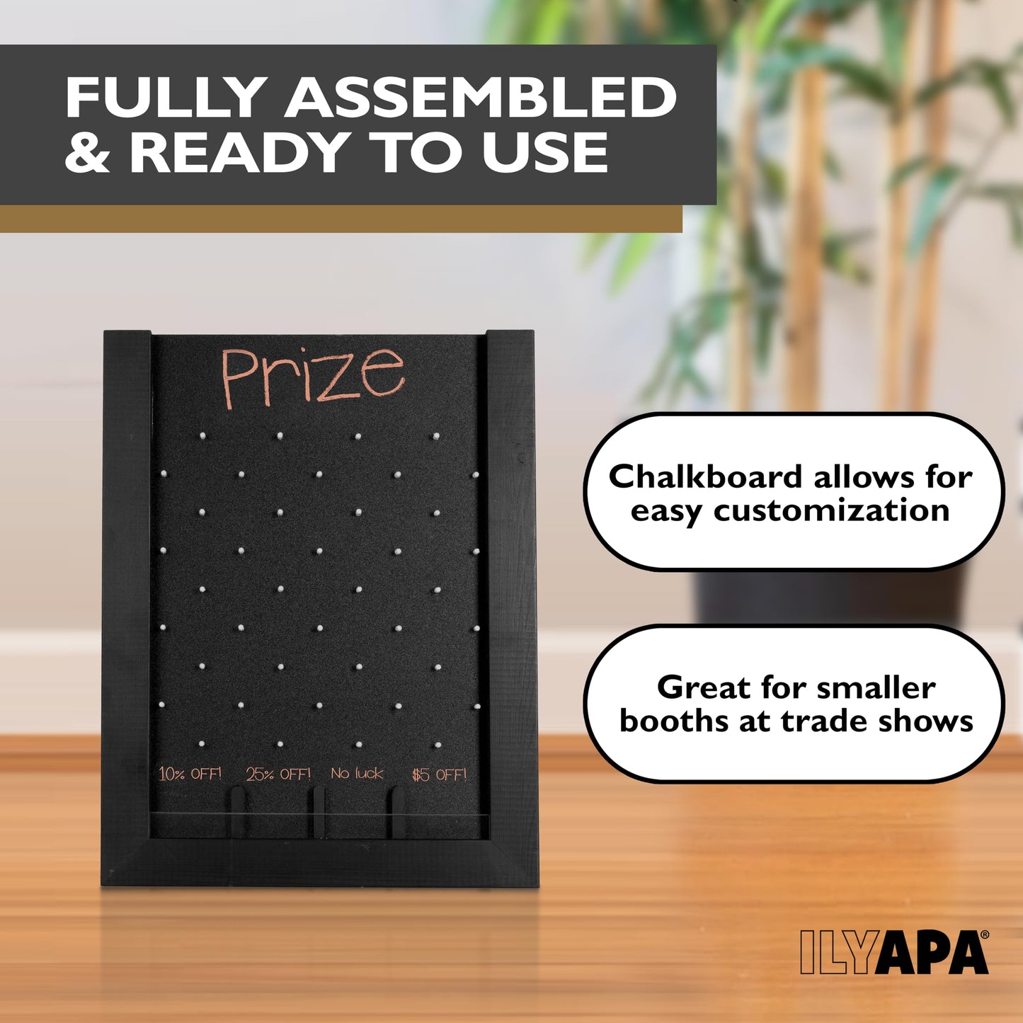 Ilyapa Prize Drop Board - 13x17 Inch Tabletop Trade Show Game with Wooden A-Frame Sign